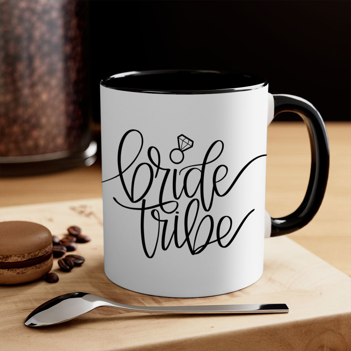 Bride Tribe 8# Mug featuring a glossy finish, colorful handle, and interior, available in multiple colors and sizes.