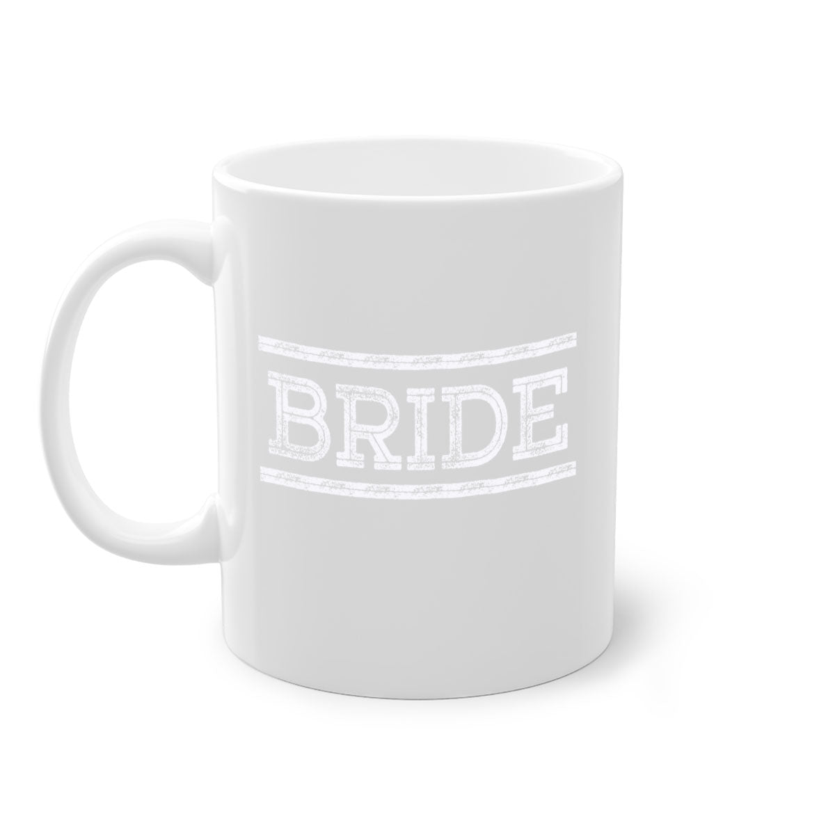 Bride White 133# Mug featuring a glossy finish with a colored handle and interior, available in multiple colors and sizes.