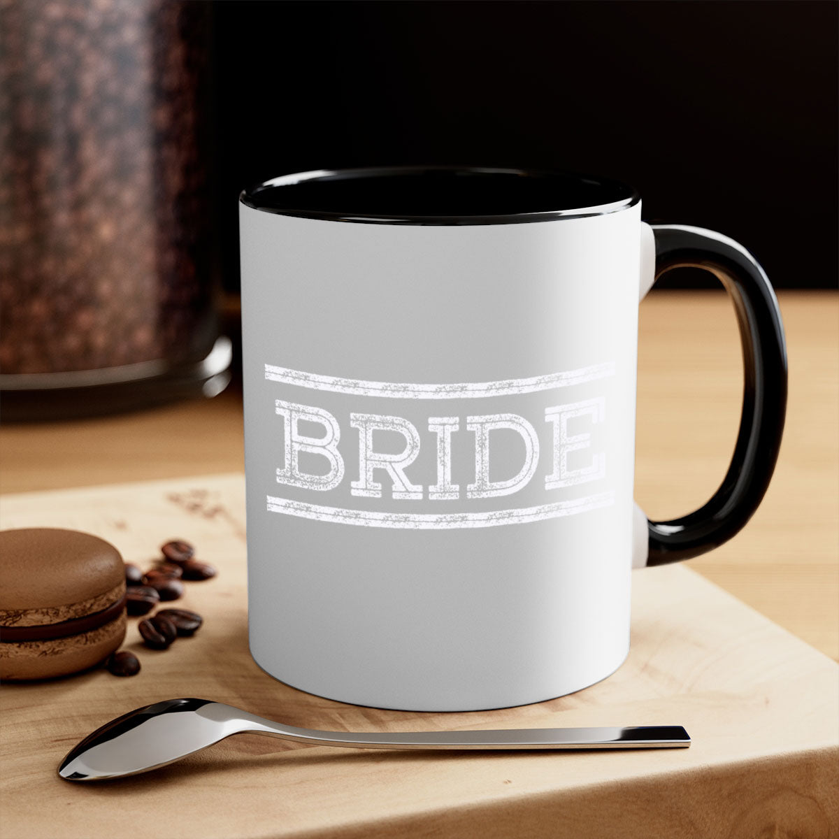 Bride White 133# Mug featuring a glossy finish with a colored handle and interior, available in multiple colors and sizes.