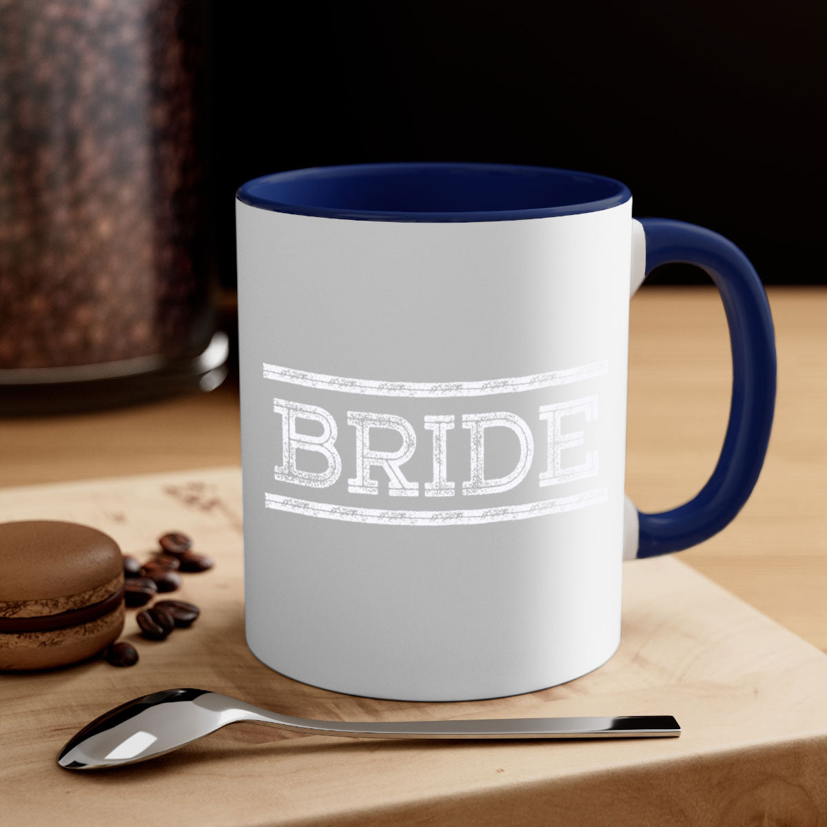 Bride White 133# Mug featuring a glossy finish with a colored handle and interior, available in multiple colors and sizes.