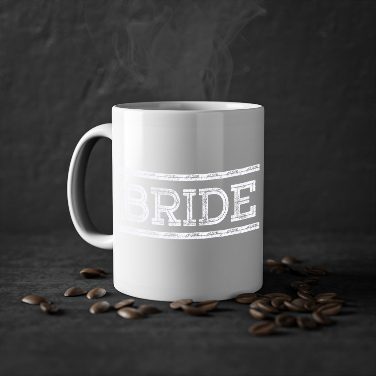 Bride White 133# Mug featuring a glossy finish with a colored handle and interior, available in multiple colors and sizes.