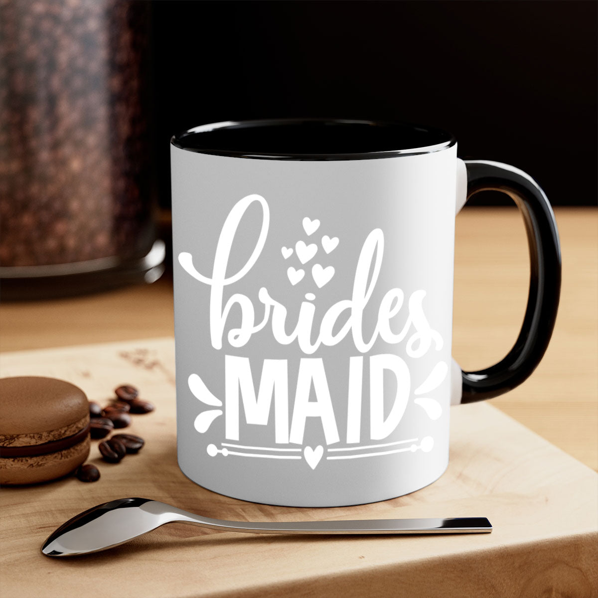 Bridesmaid 5# Mug featuring a two-tone design with a colored handle and glossy finish, available in multiple colors.