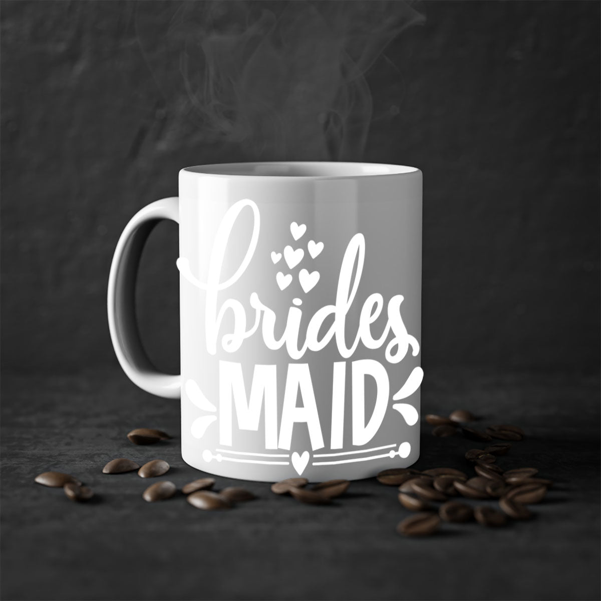 Bridesmaid 5# Mug featuring a two-tone design with a colored handle and glossy finish, available in multiple colors.