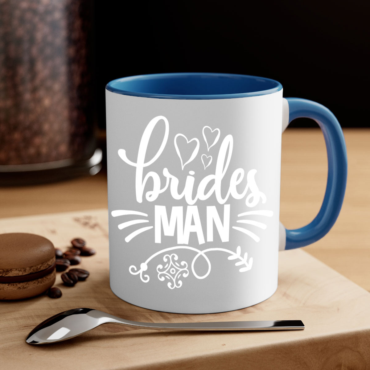 Brides man 2# wedding mug with a glossy finish, featuring a colored handle and interior, available in multiple colors.