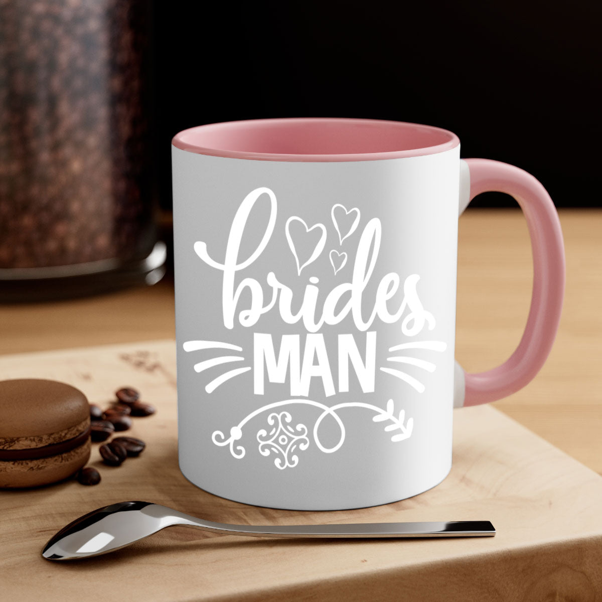 Brides man 2# wedding mug with a glossy finish, featuring a colored handle and interior, available in multiple colors.