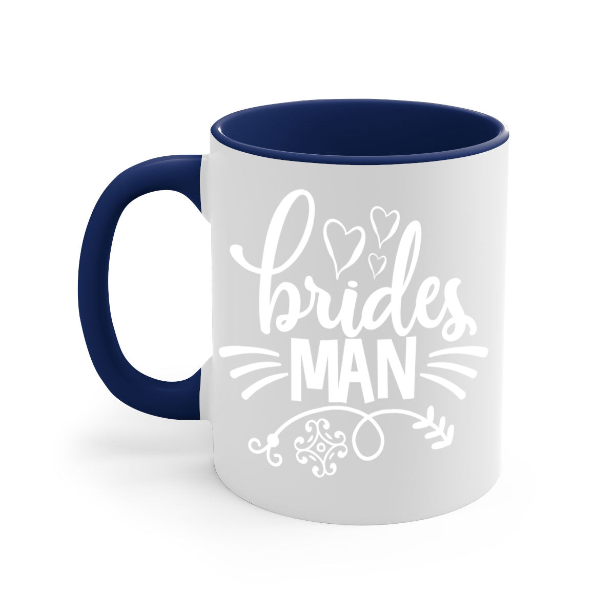 Brides man 2# wedding mug with a glossy finish, featuring a colored handle and interior, available in multiple colors.