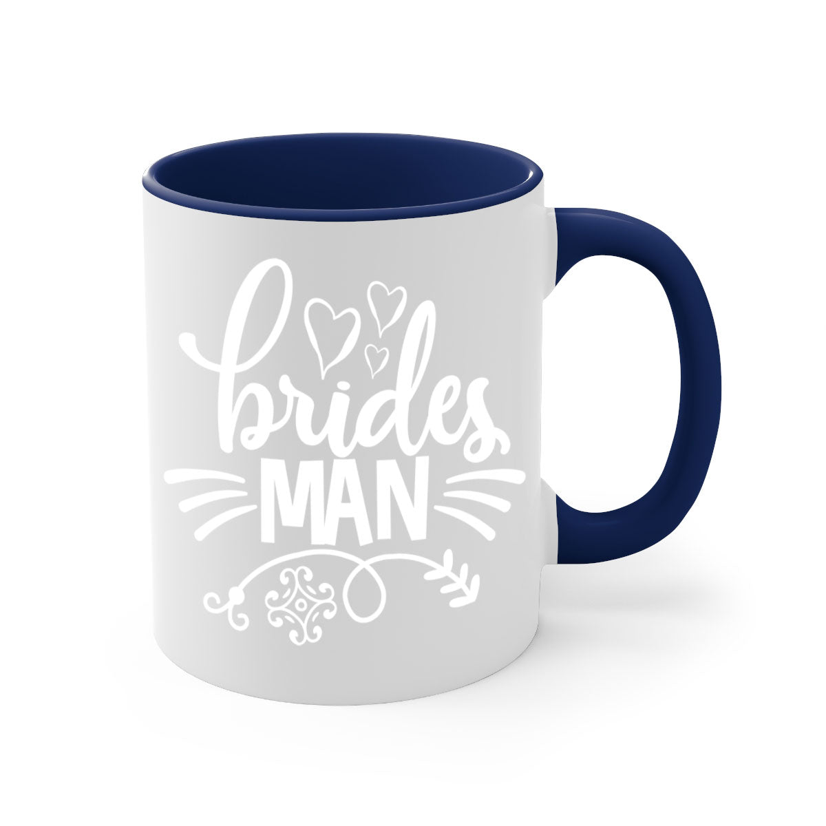 Brides man 2# wedding mug with a glossy finish, featuring a colored handle and interior, available in multiple colors.