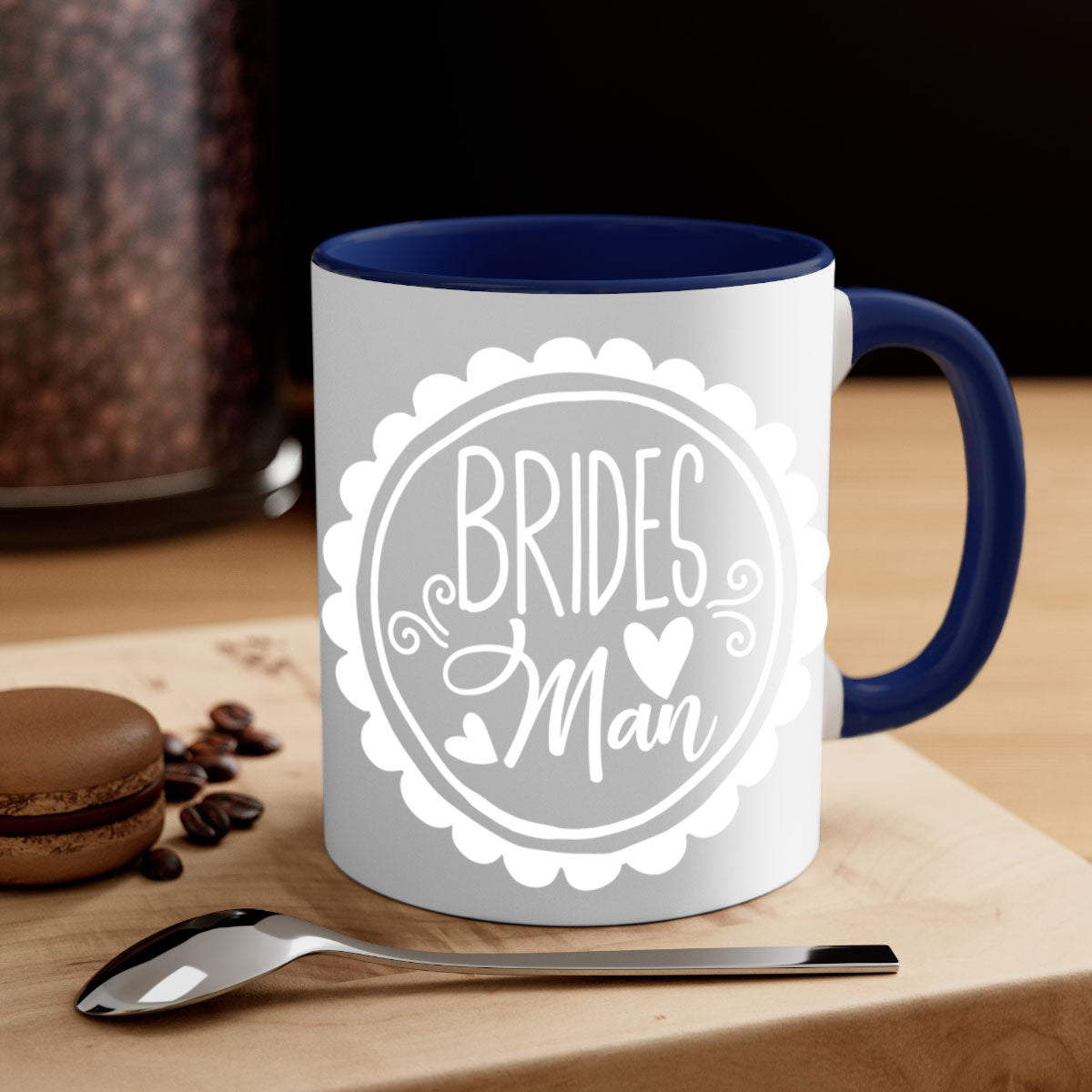 Brides Mom 1# Wedding Mug with colorful handle and glossy finish, perfect for coffee or tea.