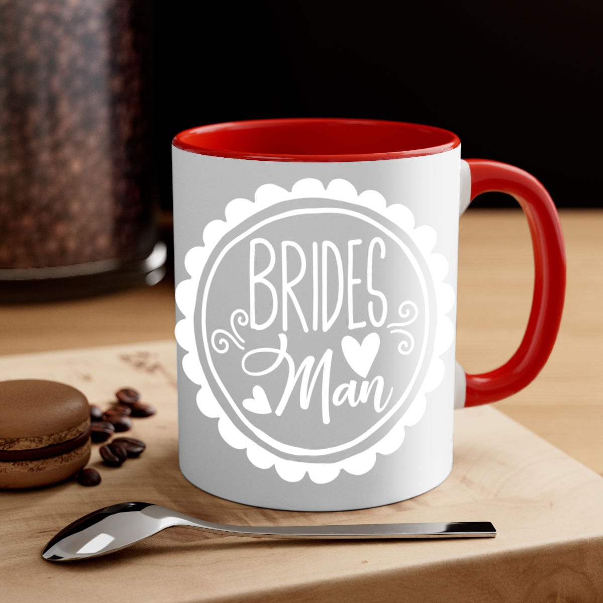 Brides Mom 1# Wedding Mug with colorful handle and glossy finish, perfect for coffee or tea.