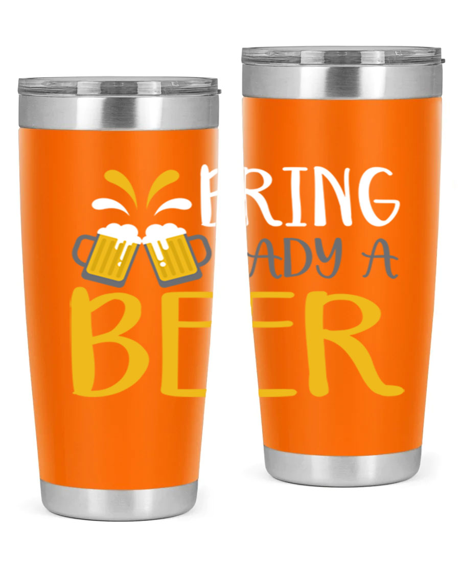 Bring a Daddy Beer 118# Tumbler in stainless steel with a drink-thru lid, showcasing its sleek design and double wall insulation.