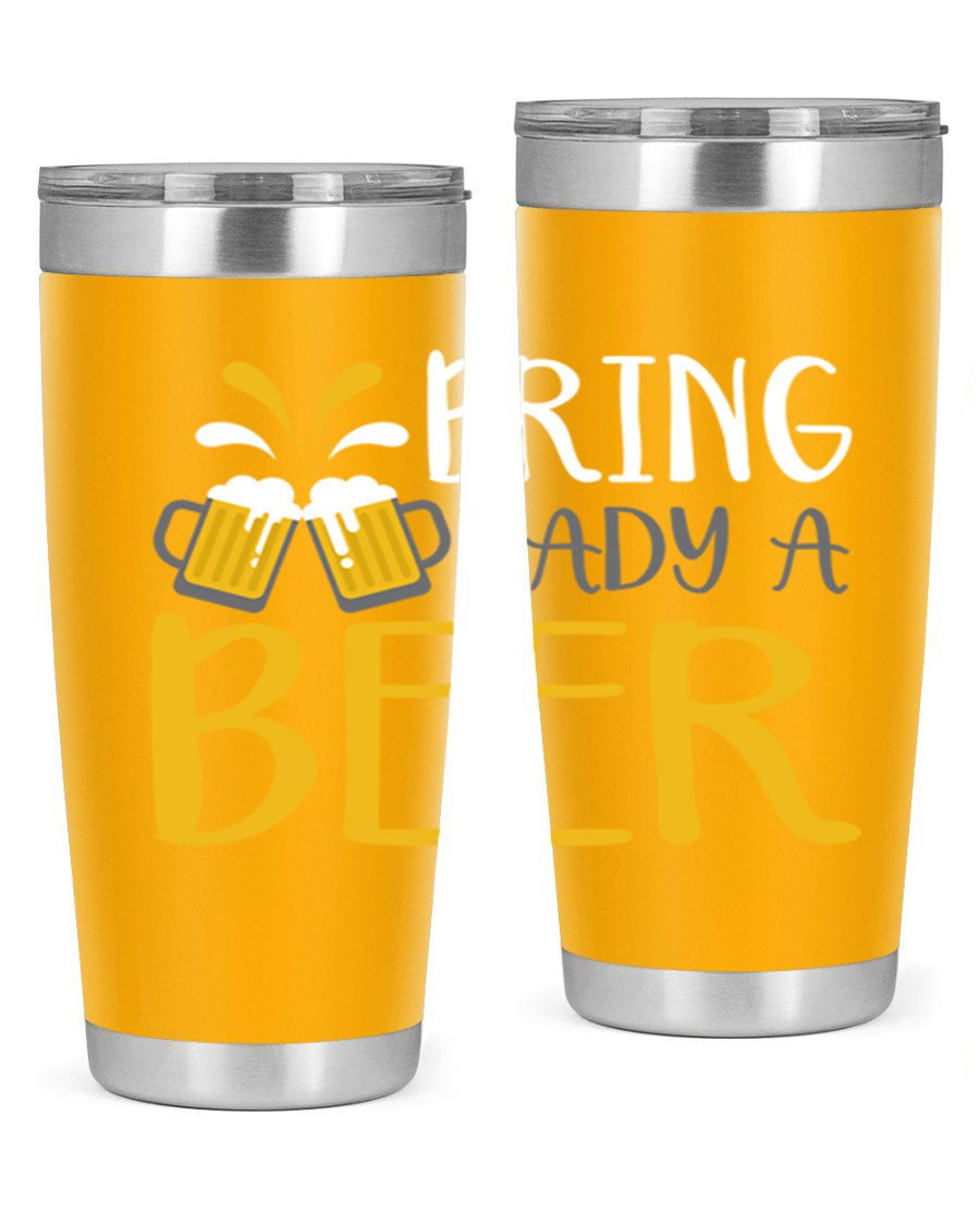 Bring a Daddy Beer 118# Tumbler in stainless steel with a drink-thru lid, showcasing its sleek design and double wall insulation.