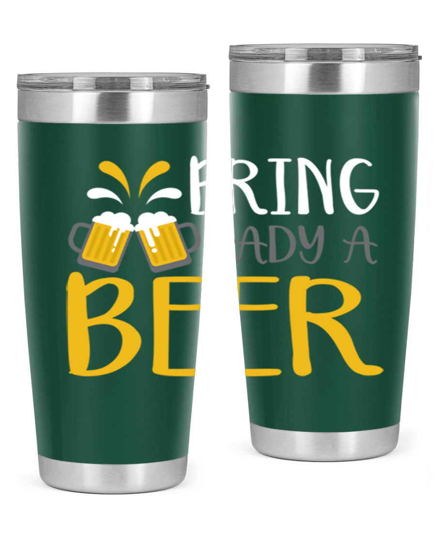 Bring a Daddy Beer 118# Tumbler in stainless steel with a drink-thru lid, showcasing its sleek design and double wall insulation.