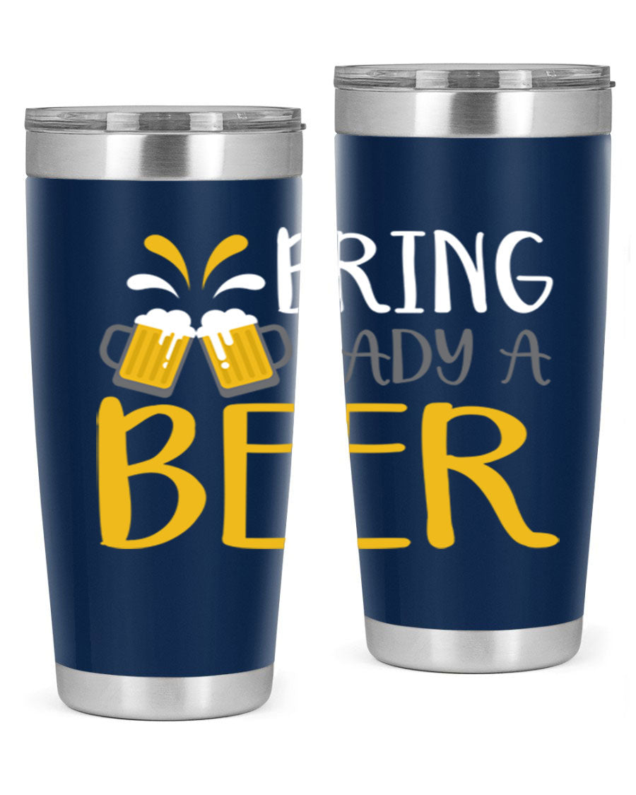 Bring a Daddy Beer 118# Tumbler in stainless steel with a drink-thru lid, showcasing its sleek design and double wall insulation.