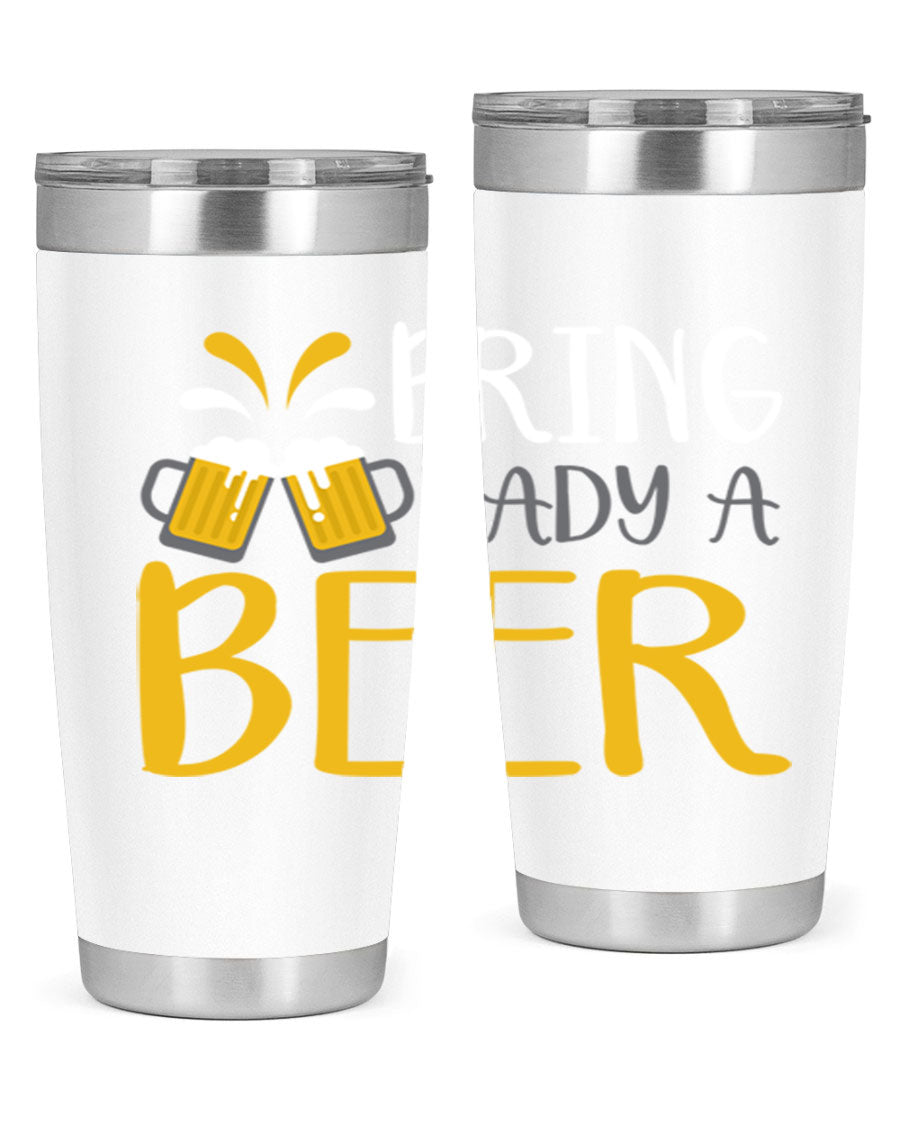 Bring a Daddy Beer 118# Tumbler in stainless steel with a drink-thru lid, showcasing its sleek design and double wall insulation.