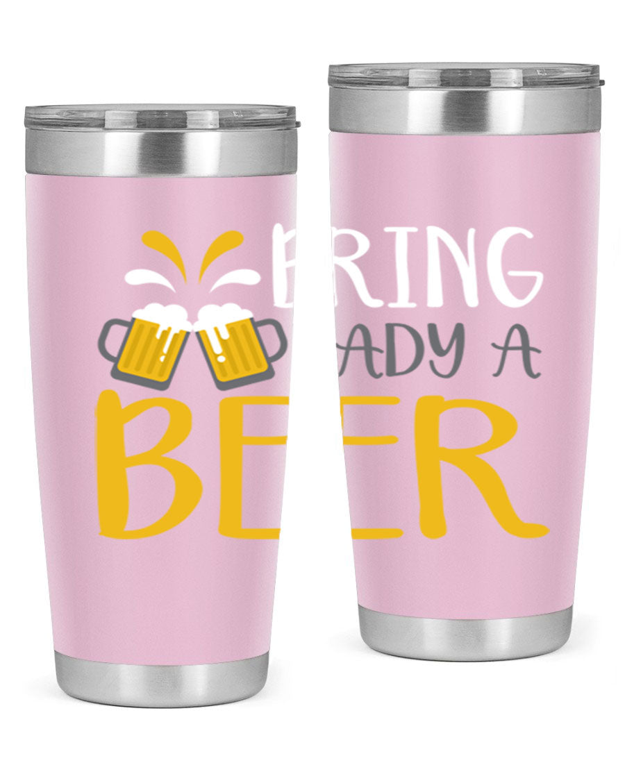 Bring a Daddy Beer 118# Tumbler in stainless steel with a drink-thru lid, showcasing its sleek design and double wall insulation.