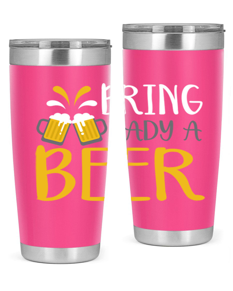 Bring a Daddy Beer 118# Tumbler in stainless steel with a drink-thru lid, showcasing its sleek design and double wall insulation.