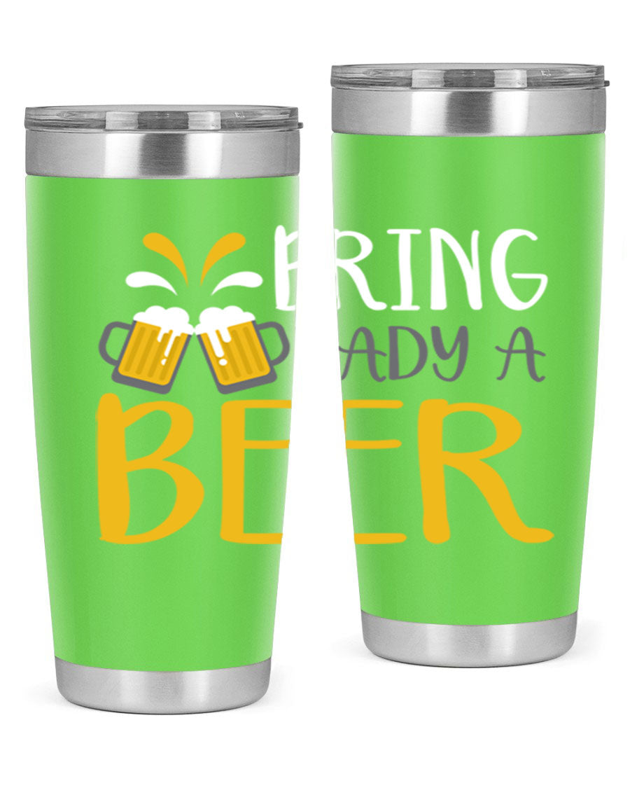 Bring a Daddy Beer 118# Tumbler in stainless steel with a drink-thru lid, showcasing its sleek design and double wall insulation.