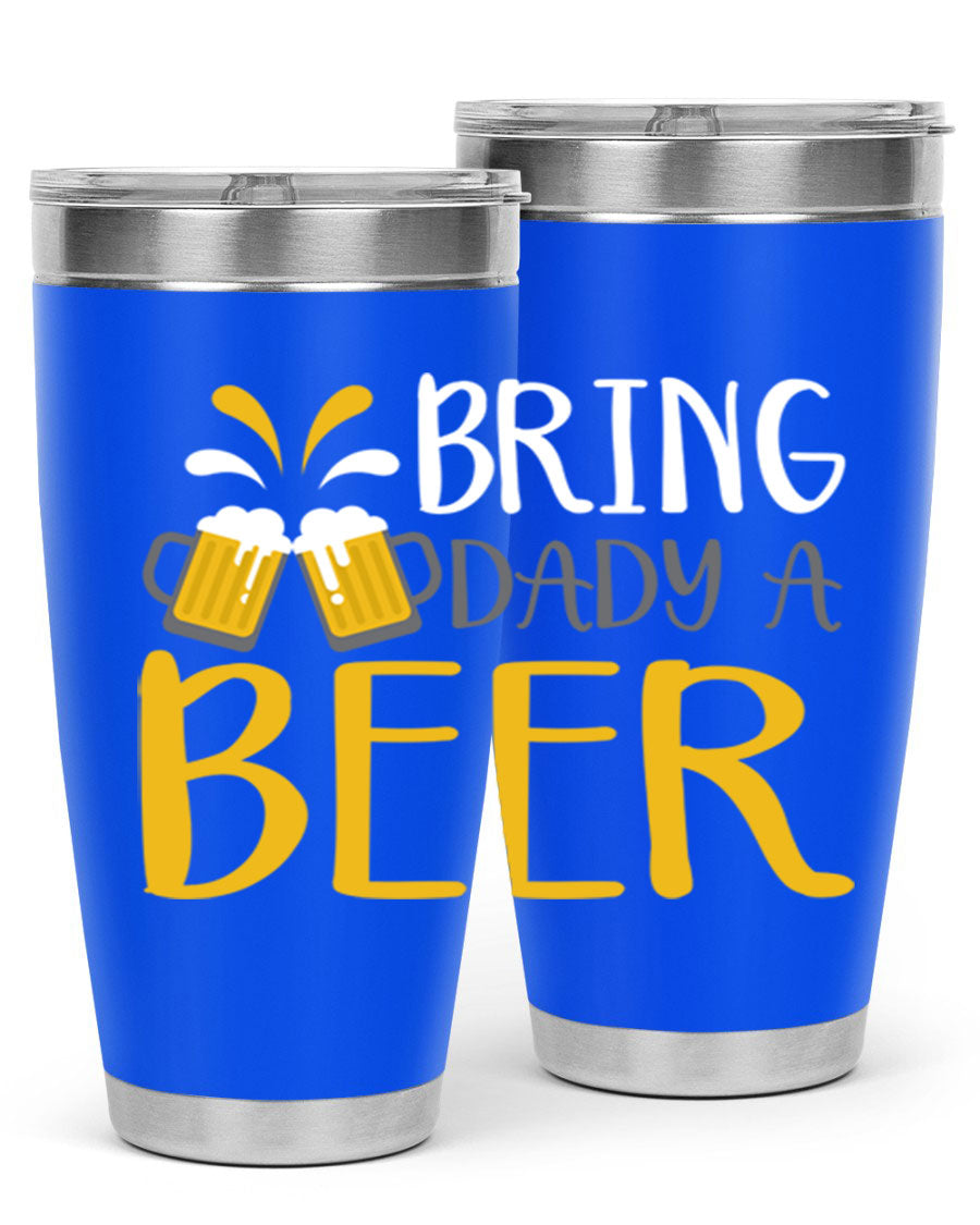 Bring a Daddy Beer 118# Tumbler in stainless steel with a drink-thru lid, showcasing its sleek design and double wall insulation.