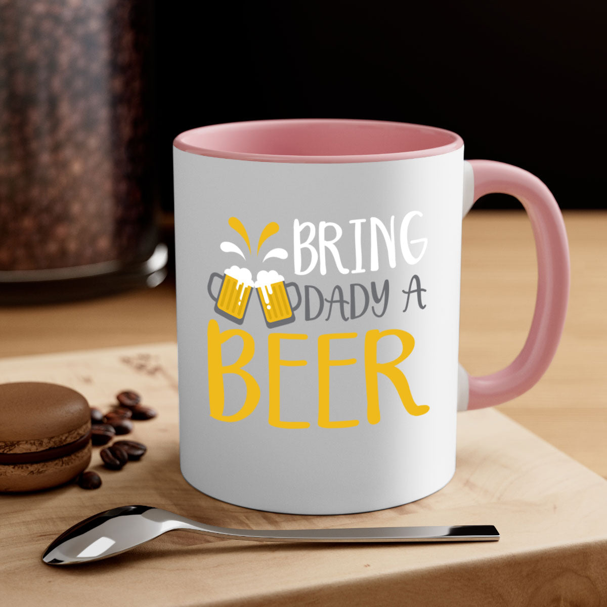 Bring a Dady Beer 118# Mug featuring a glossy finish, colored handle, and interior, available in multiple colors and sizes.