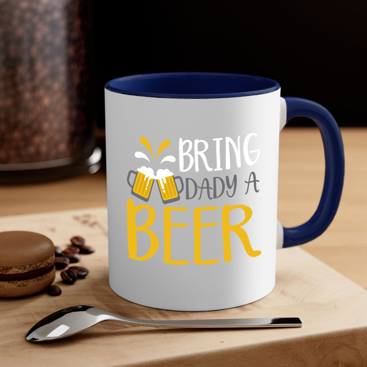 Bring a Dady Beer 118# Mug featuring a glossy finish, colored handle, and interior, available in multiple colors and sizes.