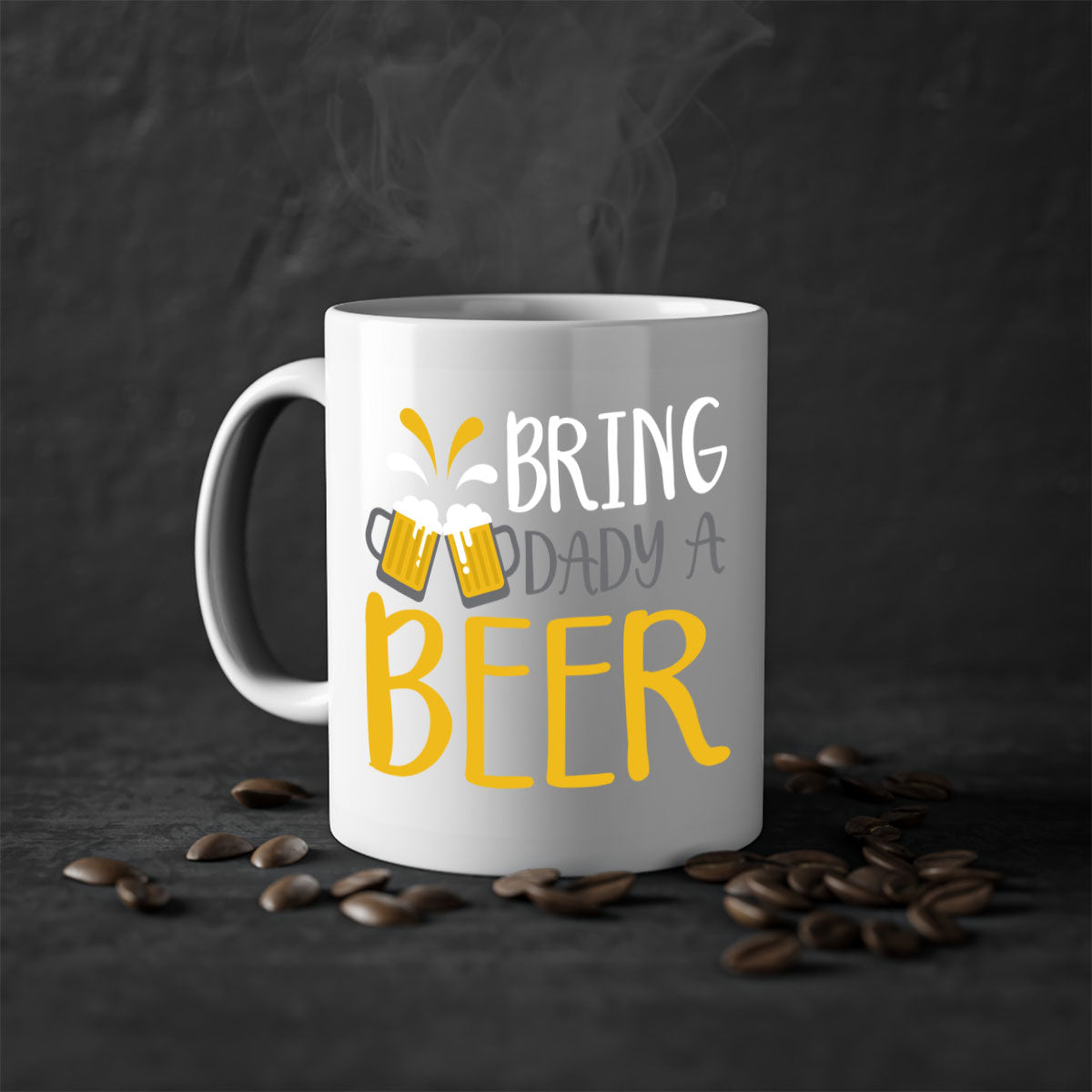 Bring a Dady Beer 118# Mug featuring a glossy finish, colored handle, and interior, available in multiple colors and sizes.