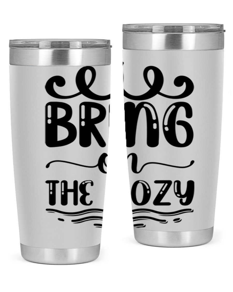 Bring on the Cozy 26# Tumbler, a stylish 20oz double wall vacuum insulated tumbler with copper lining, perfect for hot and cold beverages.