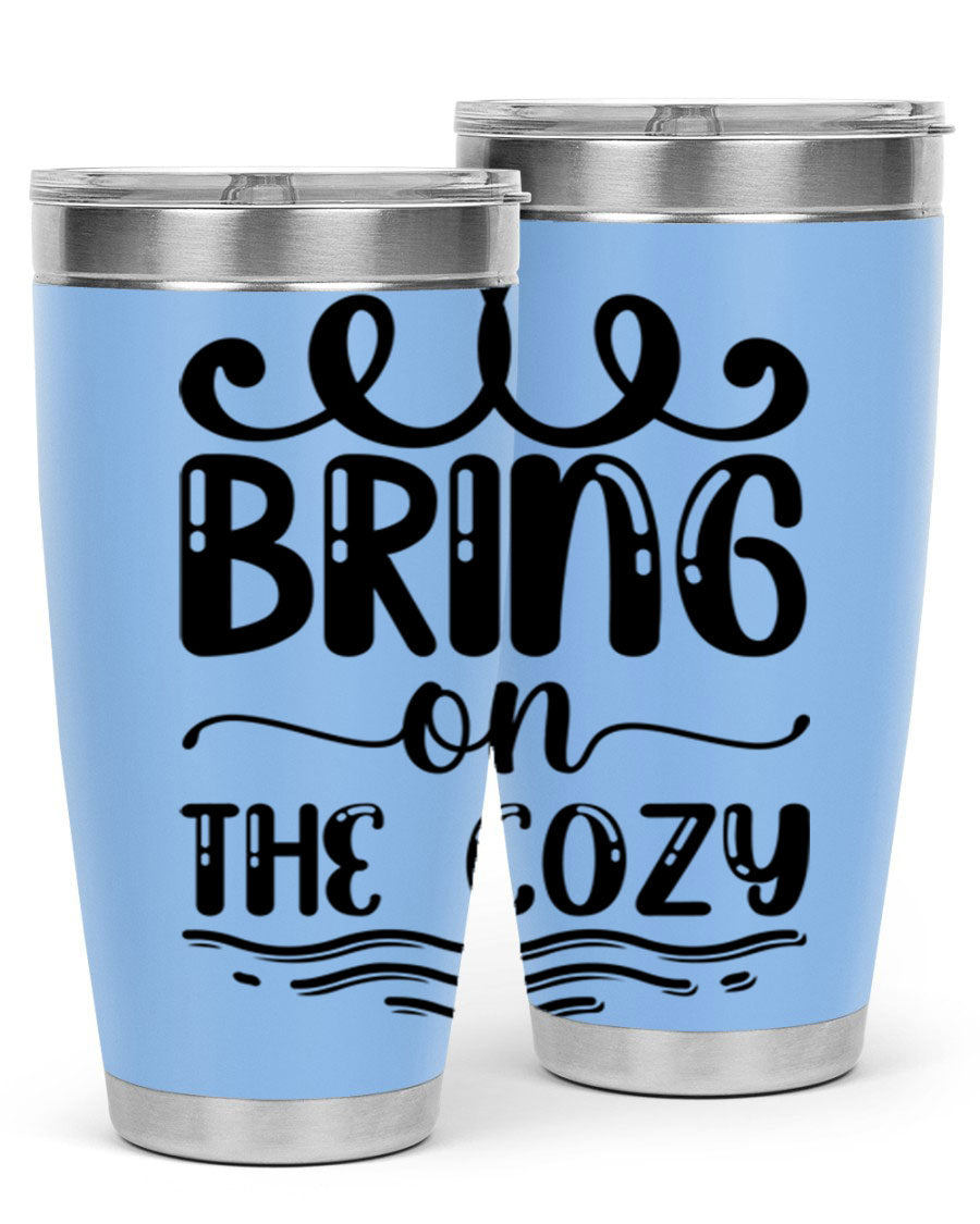 Bring on the Cozy 26# Tumbler, a stylish 20oz double wall vacuum insulated tumbler with copper lining, perfect for hot and cold beverages.