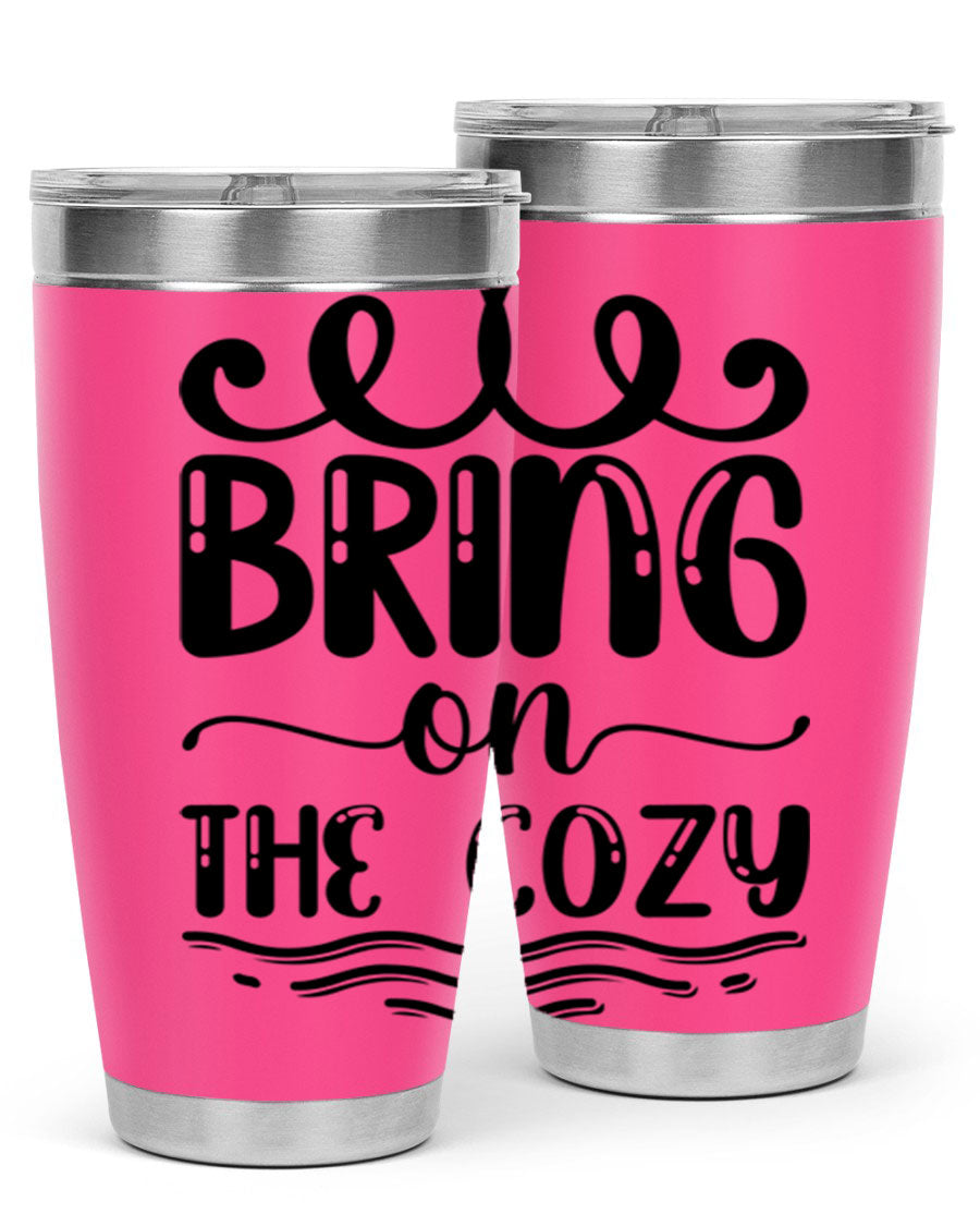 Bring on the Cozy 26# Tumbler, a stylish 20oz double wall vacuum insulated tumbler with copper lining, perfect for hot and cold beverages.