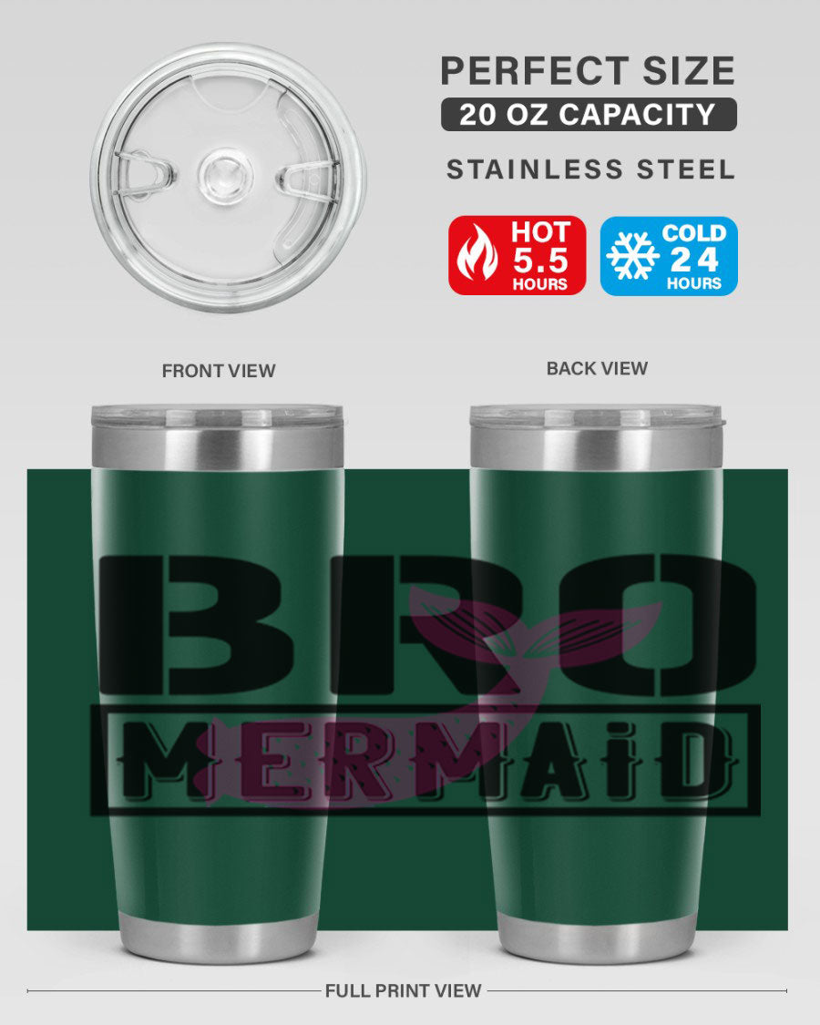 Bro Mermaid 85# Tumbler, a stylish 20oz stainless steel tumbler with a vibrant design, perfect for hot and cold beverages.