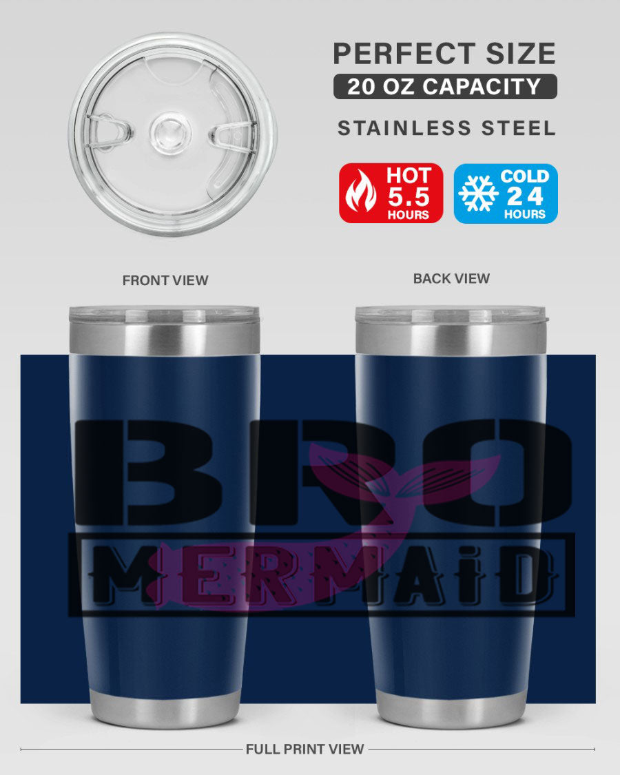 Bro Mermaid 85# Tumbler, a stylish 20oz stainless steel tumbler with a vibrant design, perfect for hot and cold beverages.