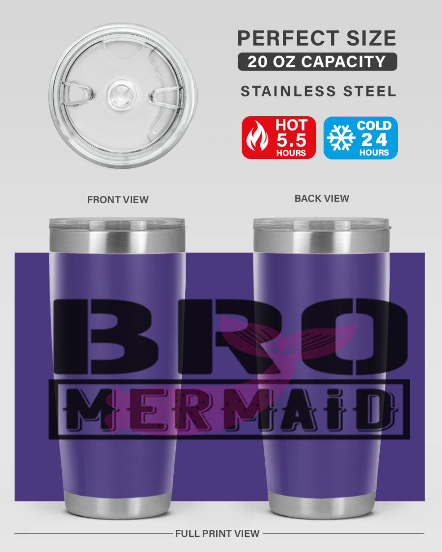 Bro Mermaid 85# Tumbler, a stylish 20oz stainless steel tumbler with a vibrant design, perfect for hot and cold beverages.