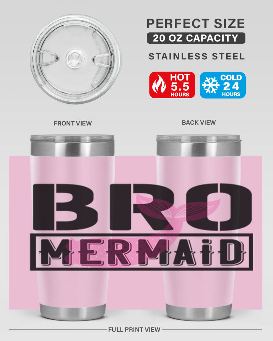 Bro Mermaid 85# Tumbler, a stylish 20oz stainless steel tumbler with a vibrant design, perfect for hot and cold beverages.