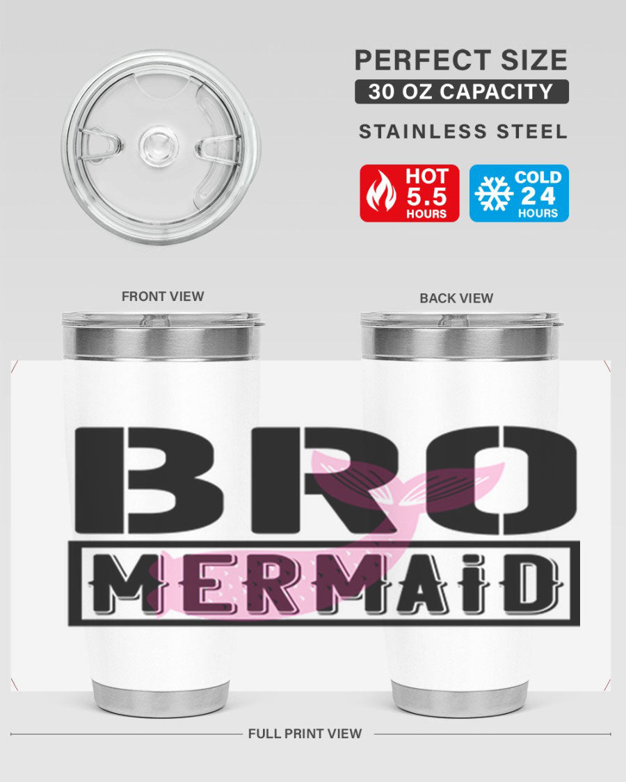 Bro Mermaid 85# Tumbler, a stylish 20oz stainless steel tumbler with a vibrant design, perfect for hot and cold beverages.