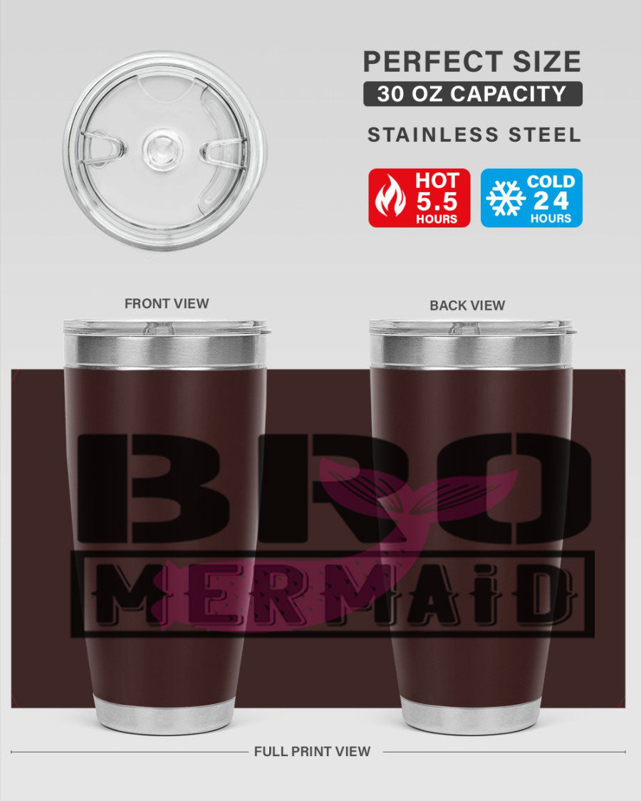 Bro Mermaid 85# Tumbler, a stylish 20oz stainless steel tumbler with a vibrant design, perfect for hot and cold beverages.