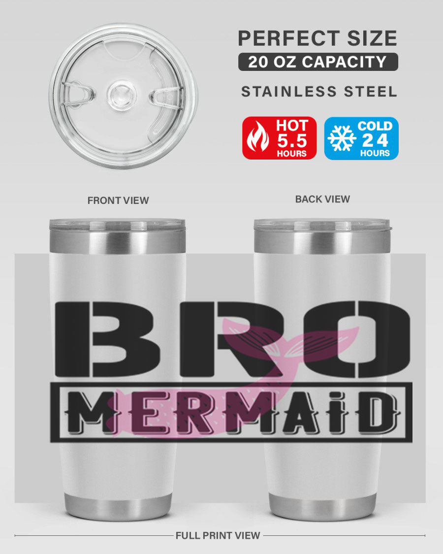 Bro Mermaid 85# Tumbler, a stylish 20oz stainless steel tumbler with a vibrant design, perfect for hot and cold beverages.