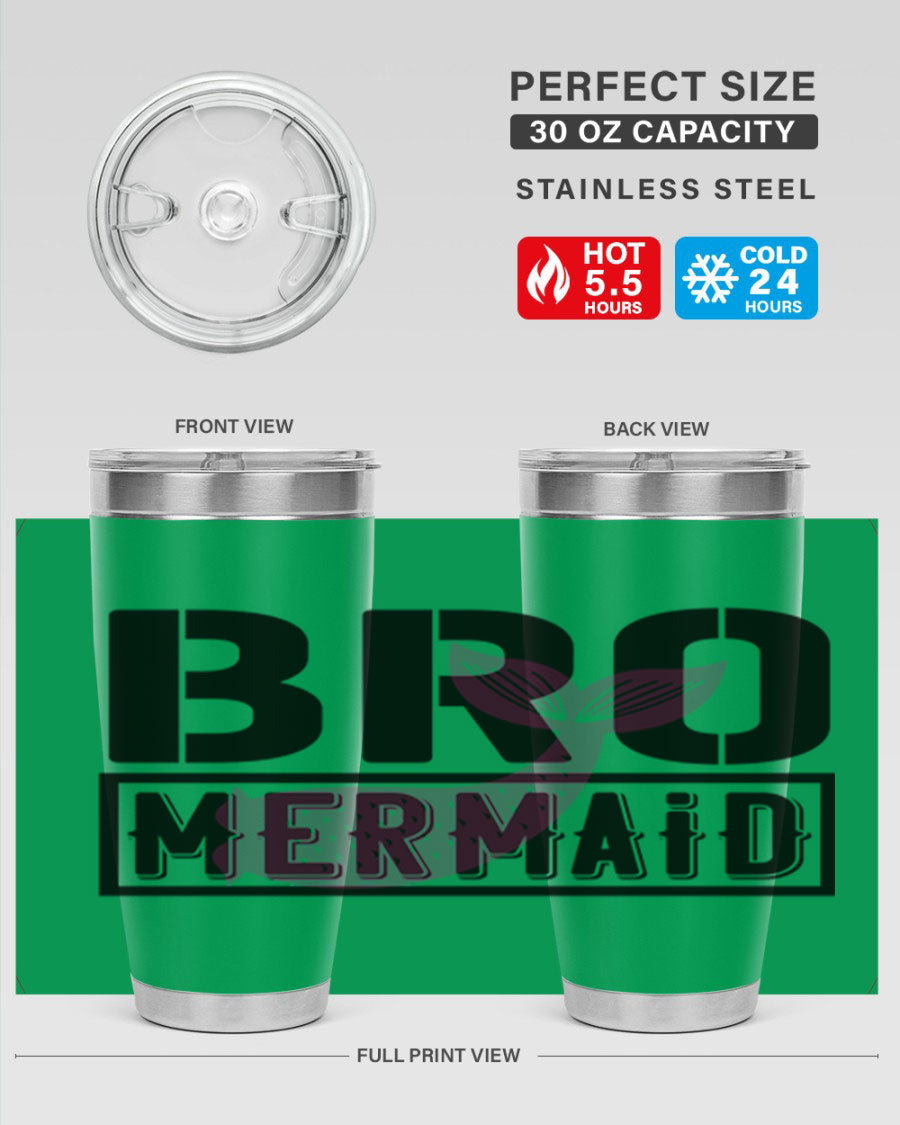 Bro Mermaid 85# Tumbler, a stylish 20oz stainless steel tumbler with a vibrant design, perfect for hot and cold beverages.