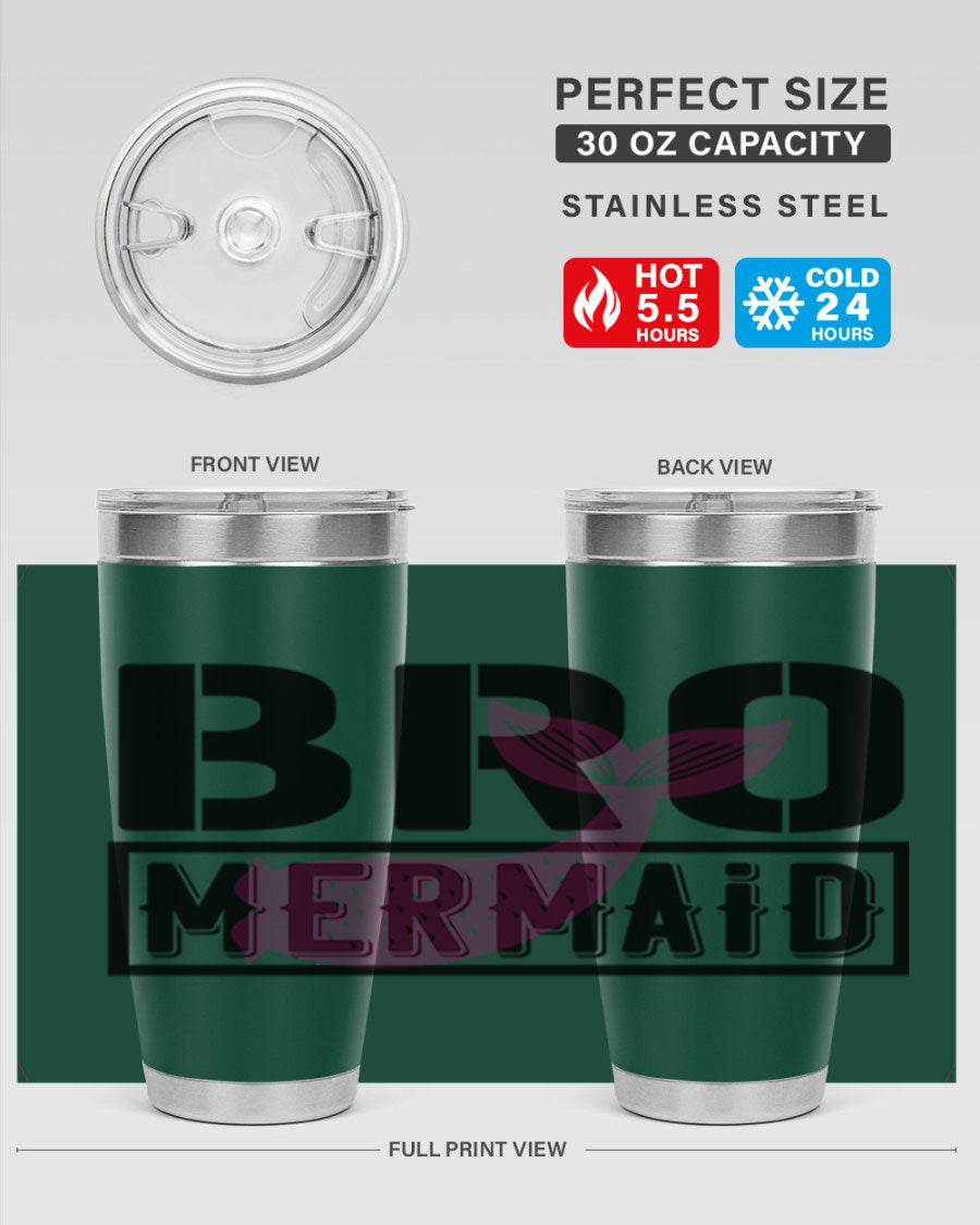 Bro Mermaid 85# Tumbler, a stylish 20oz stainless steel tumbler with a vibrant design, perfect for hot and cold beverages.