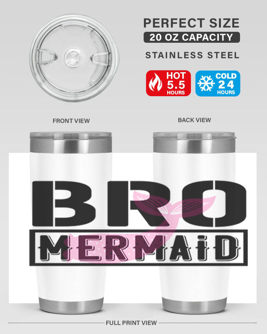 Bro Mermaid 85# Tumbler, a stylish 20oz stainless steel tumbler with a vibrant design, perfect for hot and cold beverages.