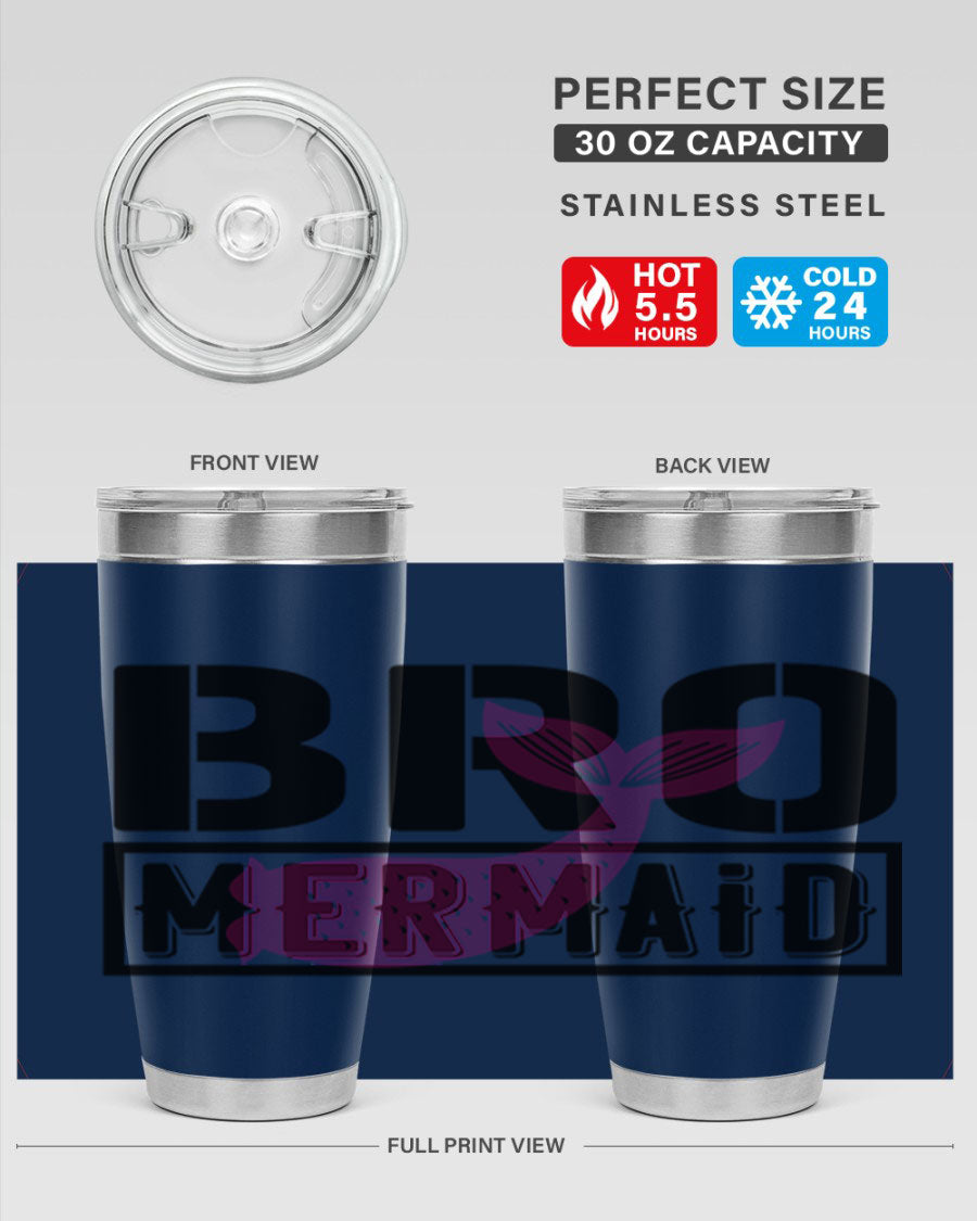 Bro Mermaid 85# Tumbler, a stylish 20oz stainless steel tumbler with a vibrant design, perfect for hot and cold beverages.