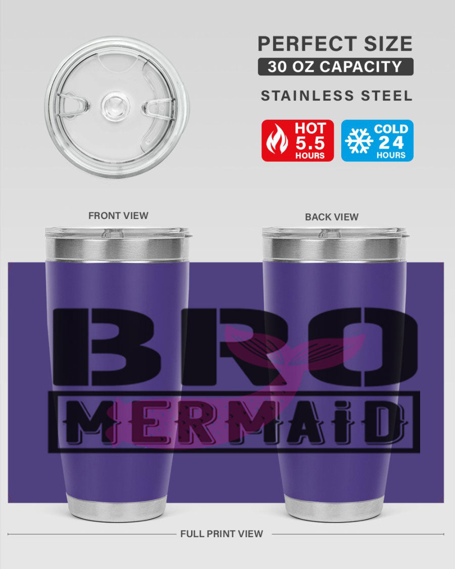 Bro Mermaid 85# Tumbler, a stylish 20oz stainless steel tumbler with a vibrant design, perfect for hot and cold beverages.