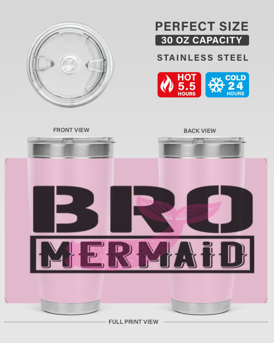 Bro Mermaid 85# Tumbler, a stylish 20oz stainless steel tumbler with a vibrant design, perfect for hot and cold beverages.