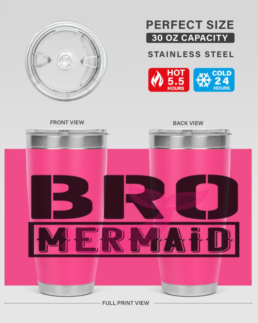 Bro Mermaid 85# Tumbler, a stylish 20oz stainless steel tumbler with a vibrant design, perfect for hot and cold beverages.