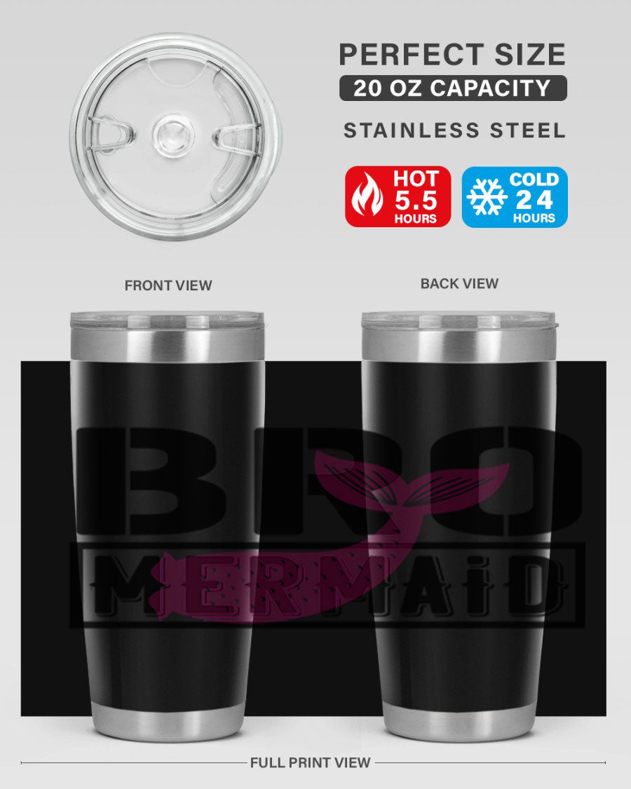 Bro Mermaid 85# Tumbler, a stylish 20oz stainless steel tumbler with a vibrant design, perfect for hot and cold beverages.