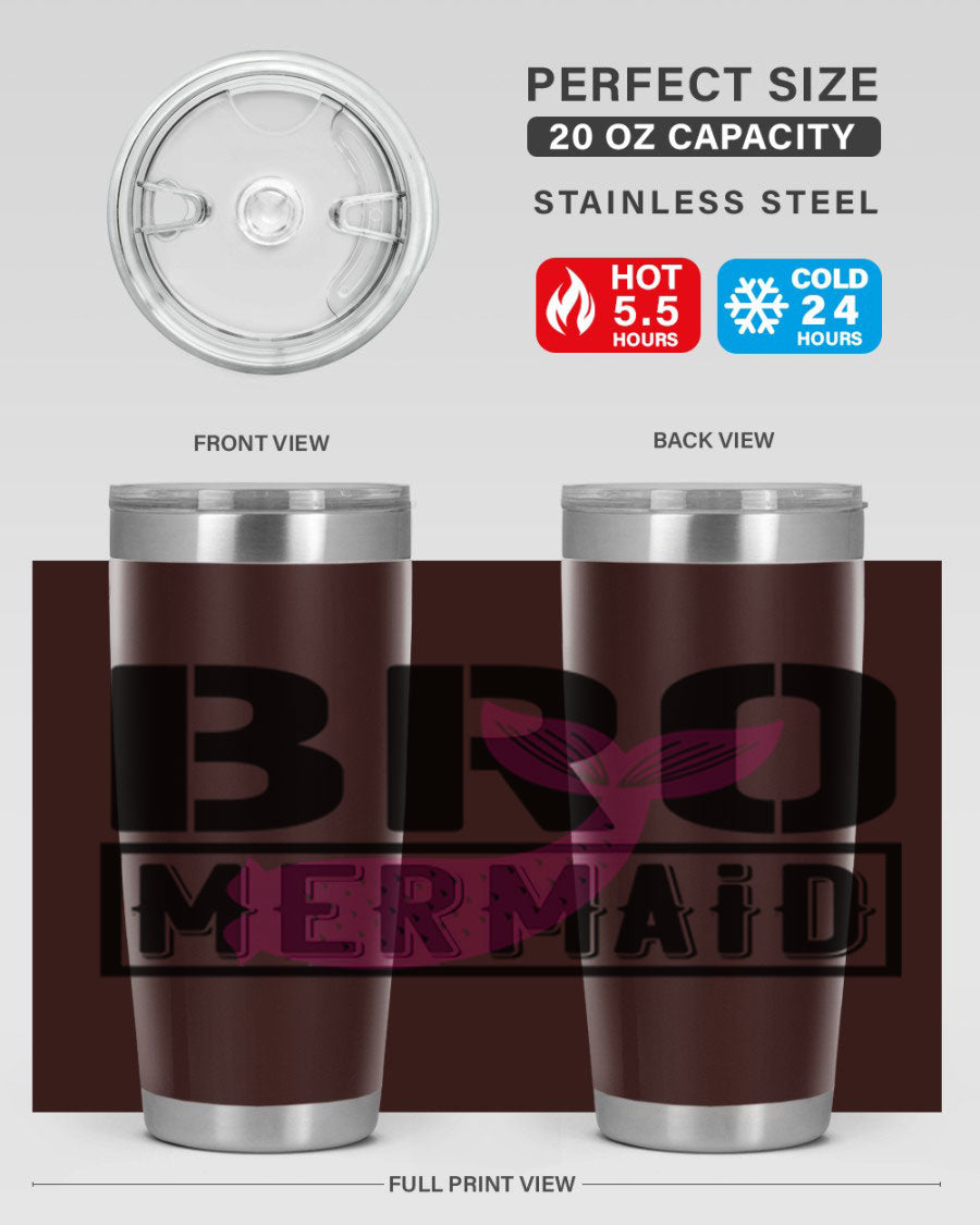 Bro Mermaid 85# Tumbler, a stylish 20oz stainless steel tumbler with a vibrant design, perfect for hot and cold beverages.