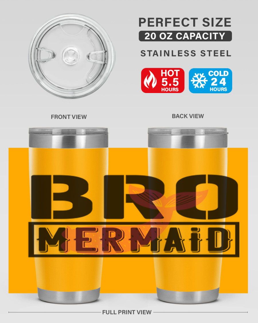 Bro Mermaid 85# Tumbler, a stylish 20oz stainless steel tumbler with a vibrant design, perfect for hot and cold beverages.