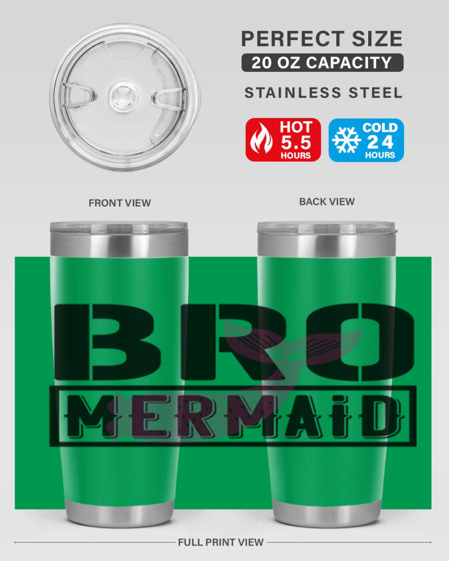 Bro Mermaid 85# Tumbler, a stylish 20oz stainless steel tumbler with a vibrant design, perfect for hot and cold beverages.