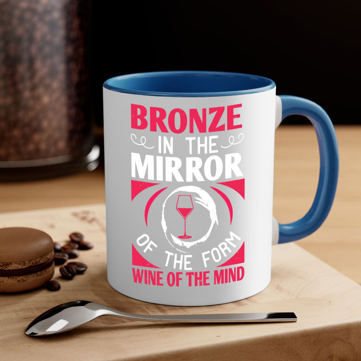 Stylish bronze in the mirror of the form wine of the mind 100# Mug with a glossy finish and colored handle, available in multiple colors.