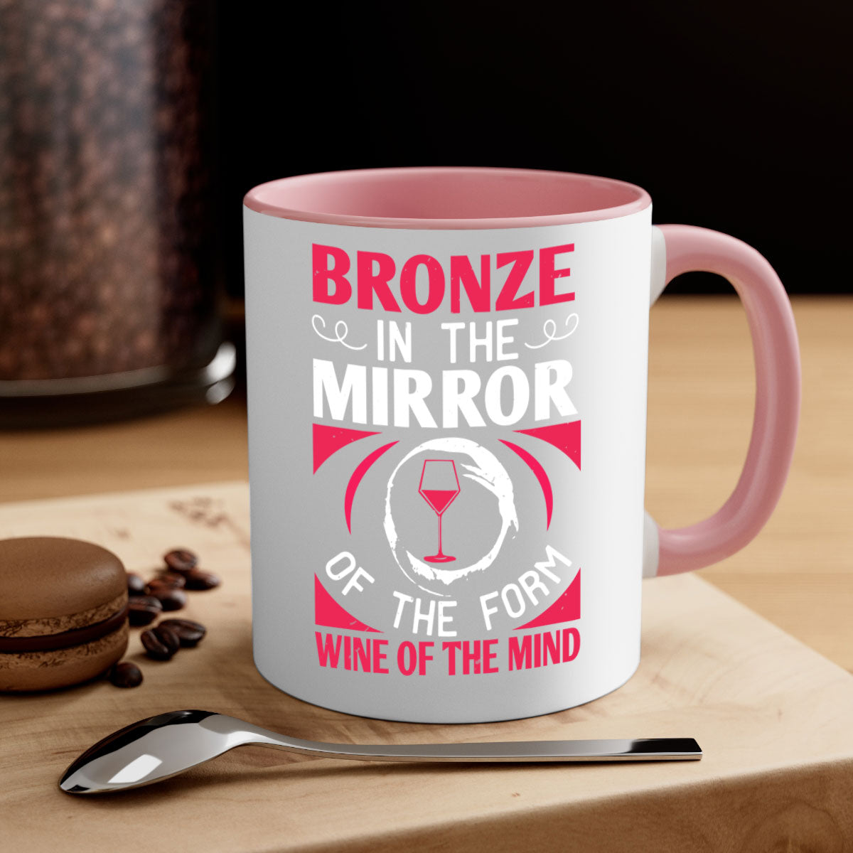 Stylish bronze in the mirror of the form wine of the mind 100# Mug with a glossy finish and colored handle, available in multiple colors.