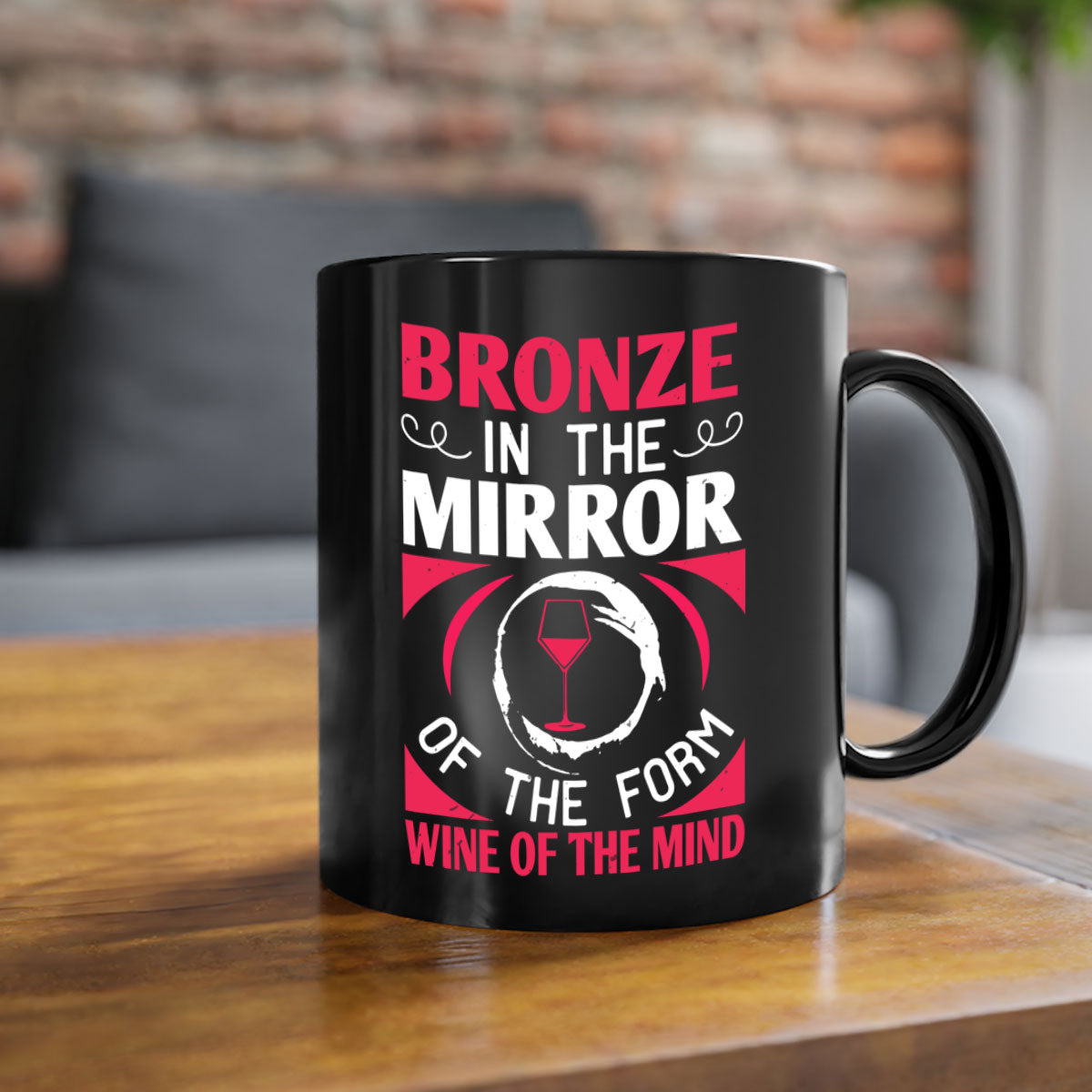 Stylish bronze in the mirror of the form wine of the mind 100# Mug with a glossy finish and colored handle, available in multiple colors.