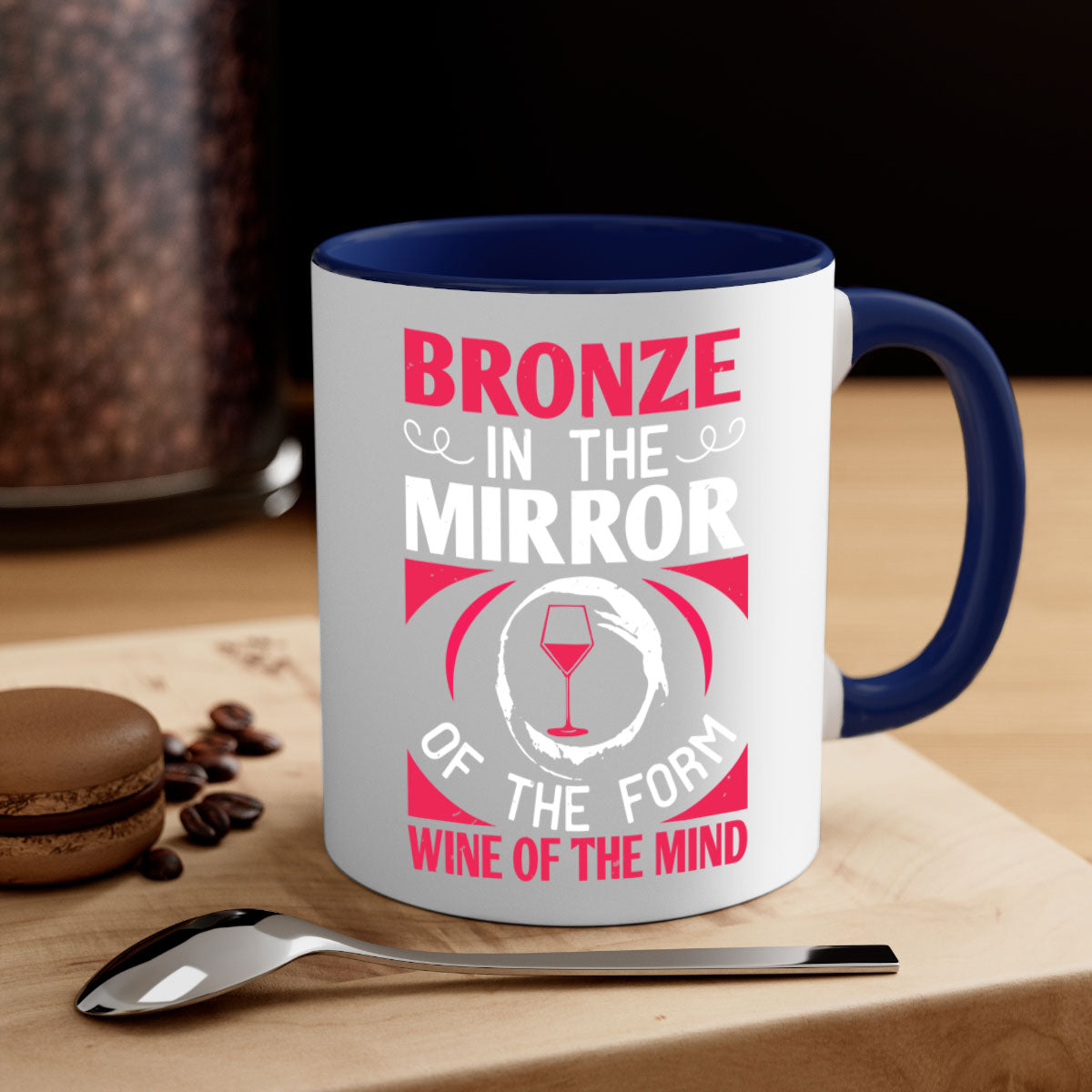 Stylish bronze in the mirror of the form wine of the mind 100# Mug with a glossy finish and colored handle, available in multiple colors.